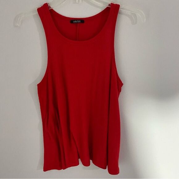 Collezione Women’s Crew Neck Ribbed A Line Red Tank Top Size S - Picture 1 of 3